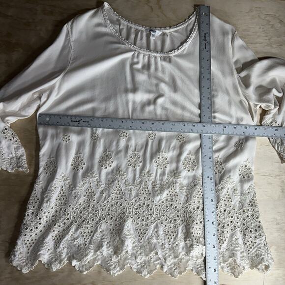 SONOMA Goods for Life Cream Embroidered Eyelet Boho Blouse XL #BohoChic #Eyelet - Picture 7 of 9